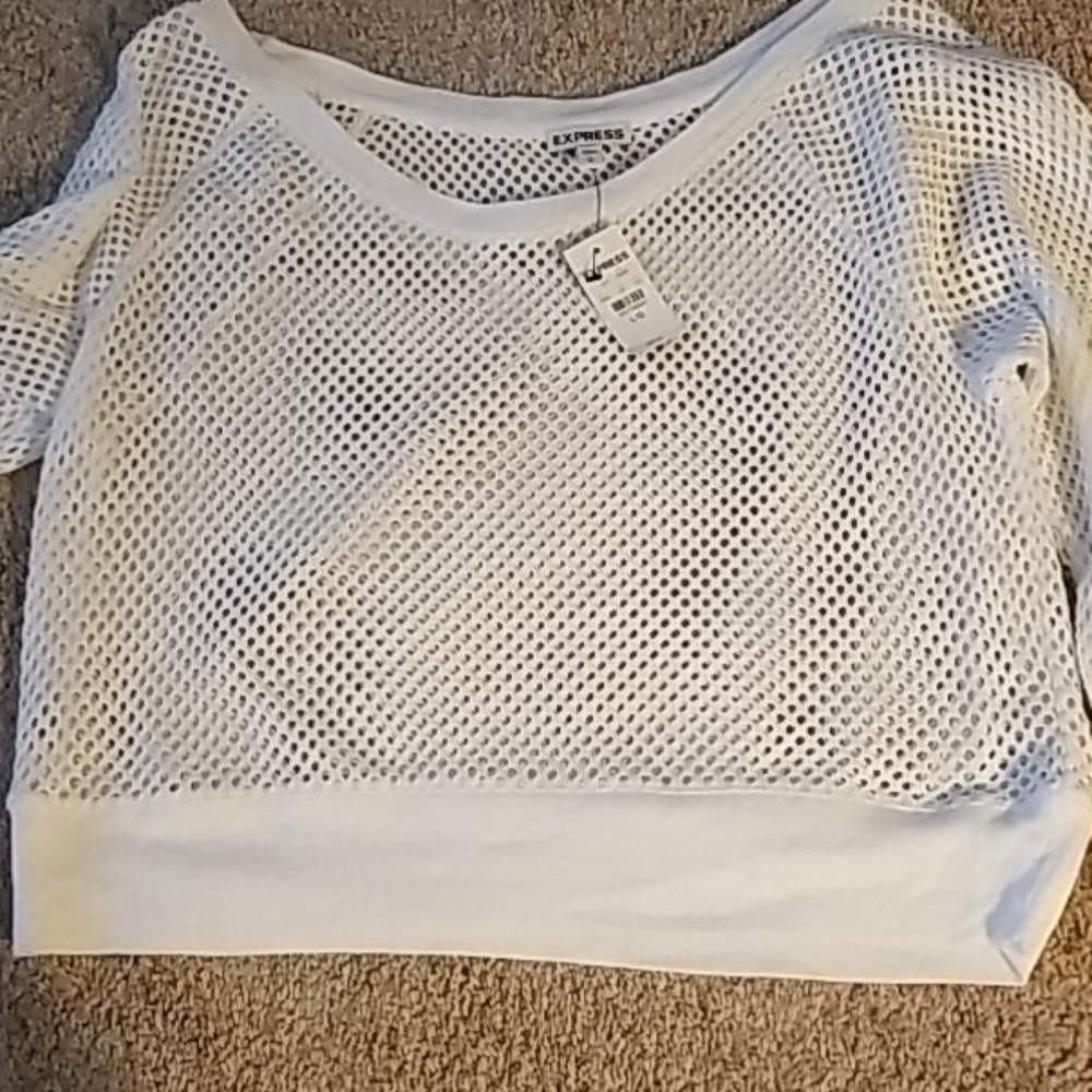Cropped open stitch top